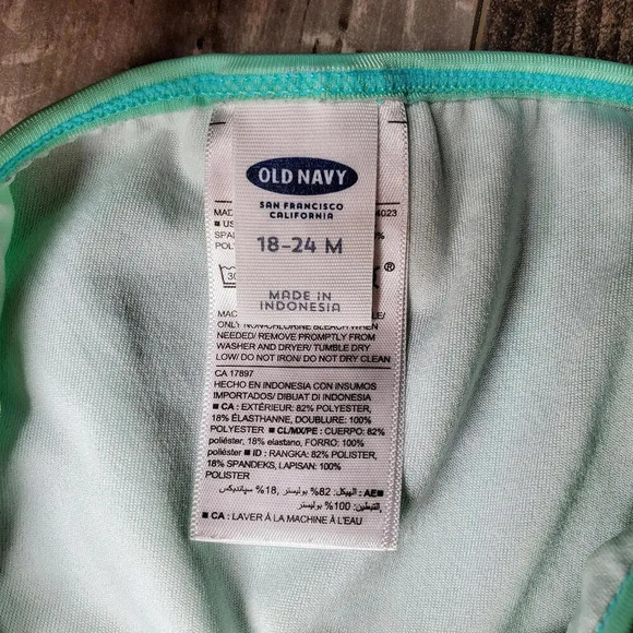 Old Navy Seafoam Green Wave Hello Floral Rash Guard 2 Piece Swimsuit Size 18-24m - Picture 2 of 15